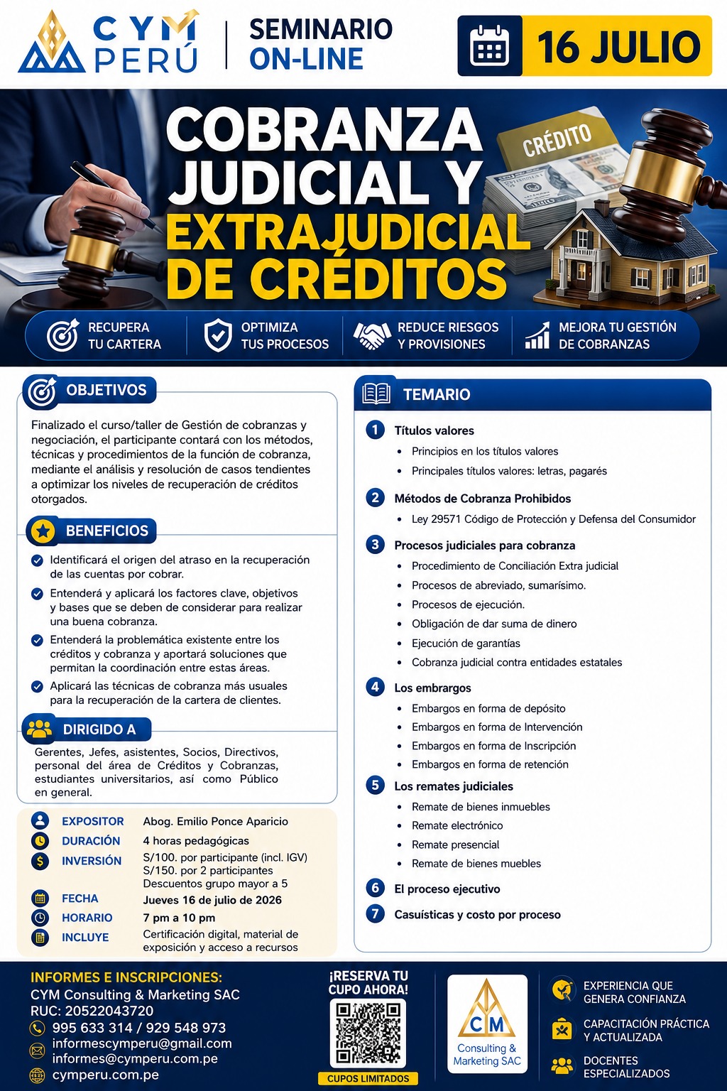 Seminario On-Line 16 Julio — Cobranza Judicial y Extrajudicial de Créditos