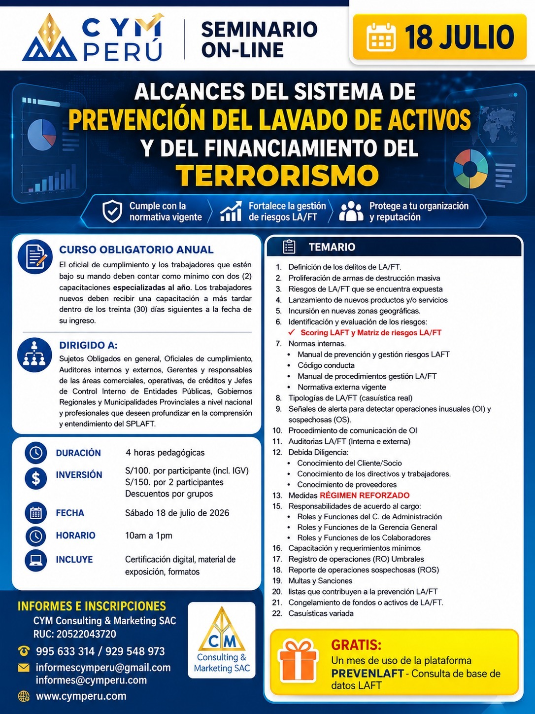 Seminario On-Line 18 Julio — Prevención del Lavado de Activos y del Financiamiento del Terrorismo