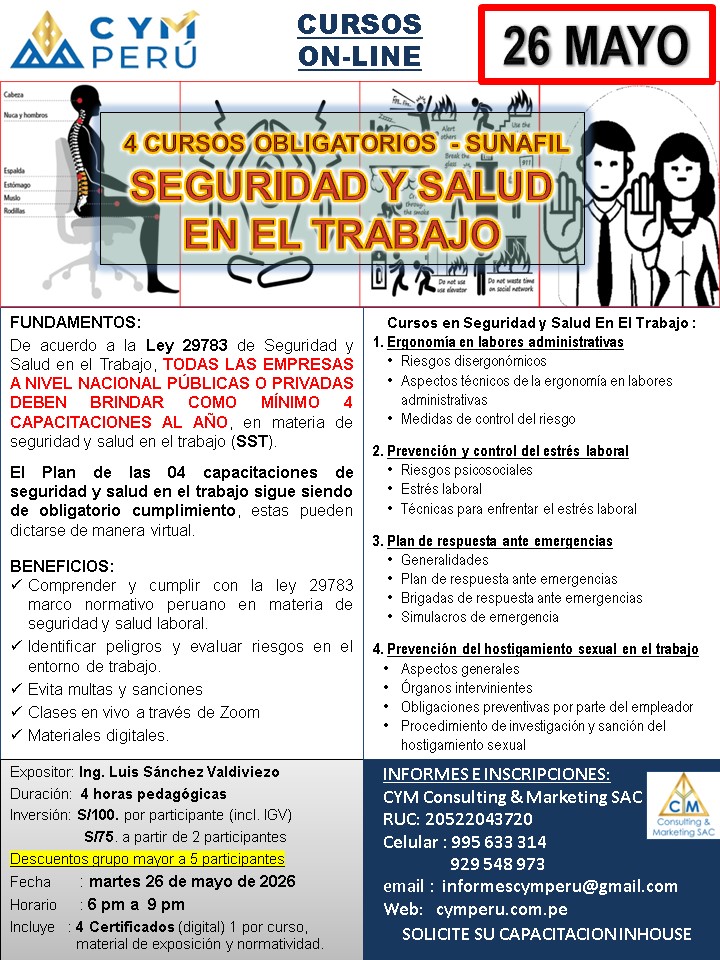 Cursos On-Line 26 Mayo — Seguridad y Salud en el Trabajo SUNAFIL